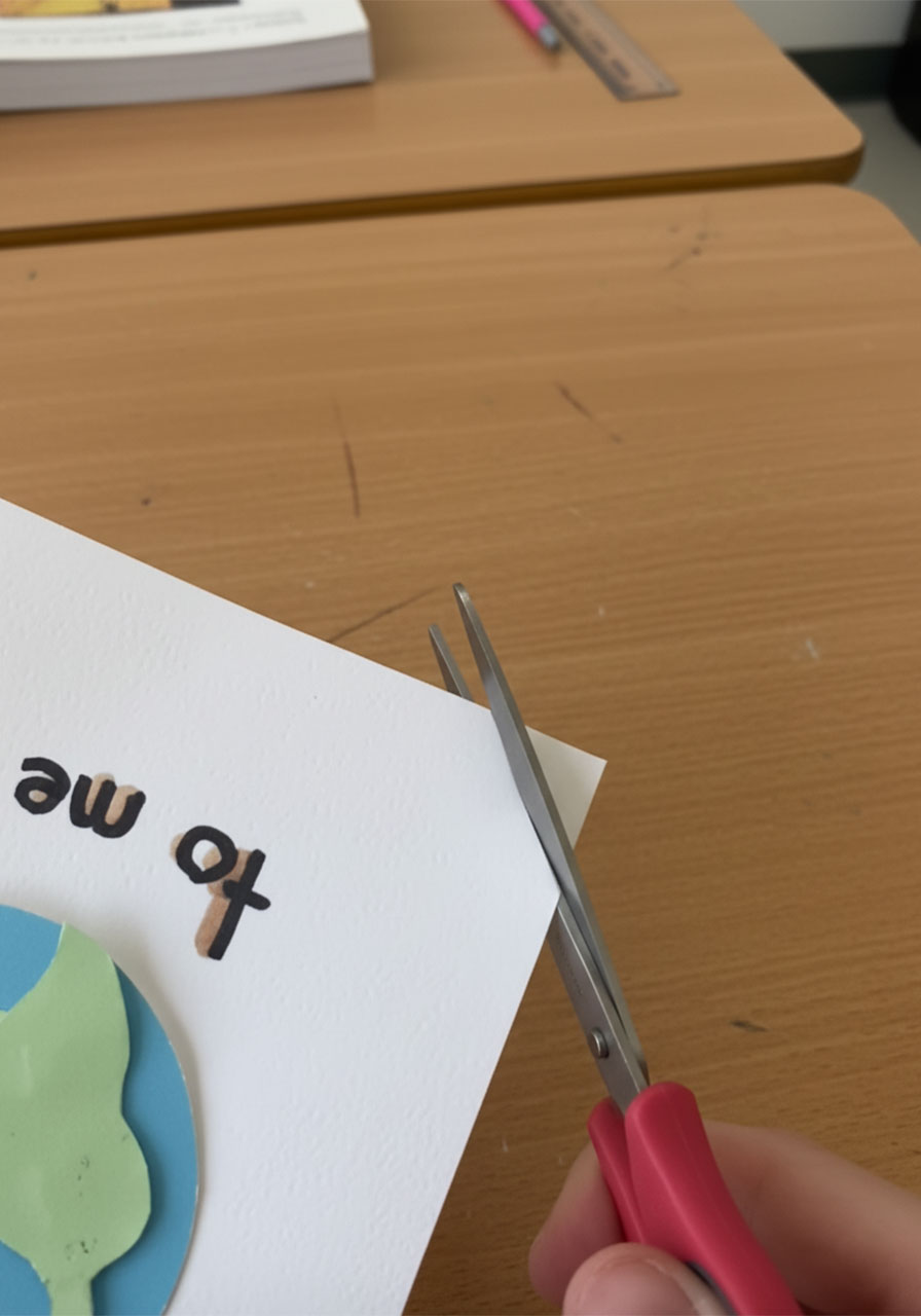 Adding small heart doodles and a dark border frame to finish the handmade 3D Father's Day card step7a