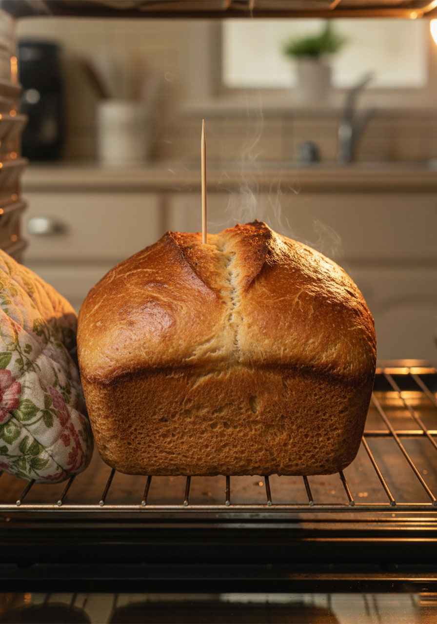 Fluffy keto yogurt bread with deep golden crust fresh out of the oven after 40 minutes baking at 350 degrees