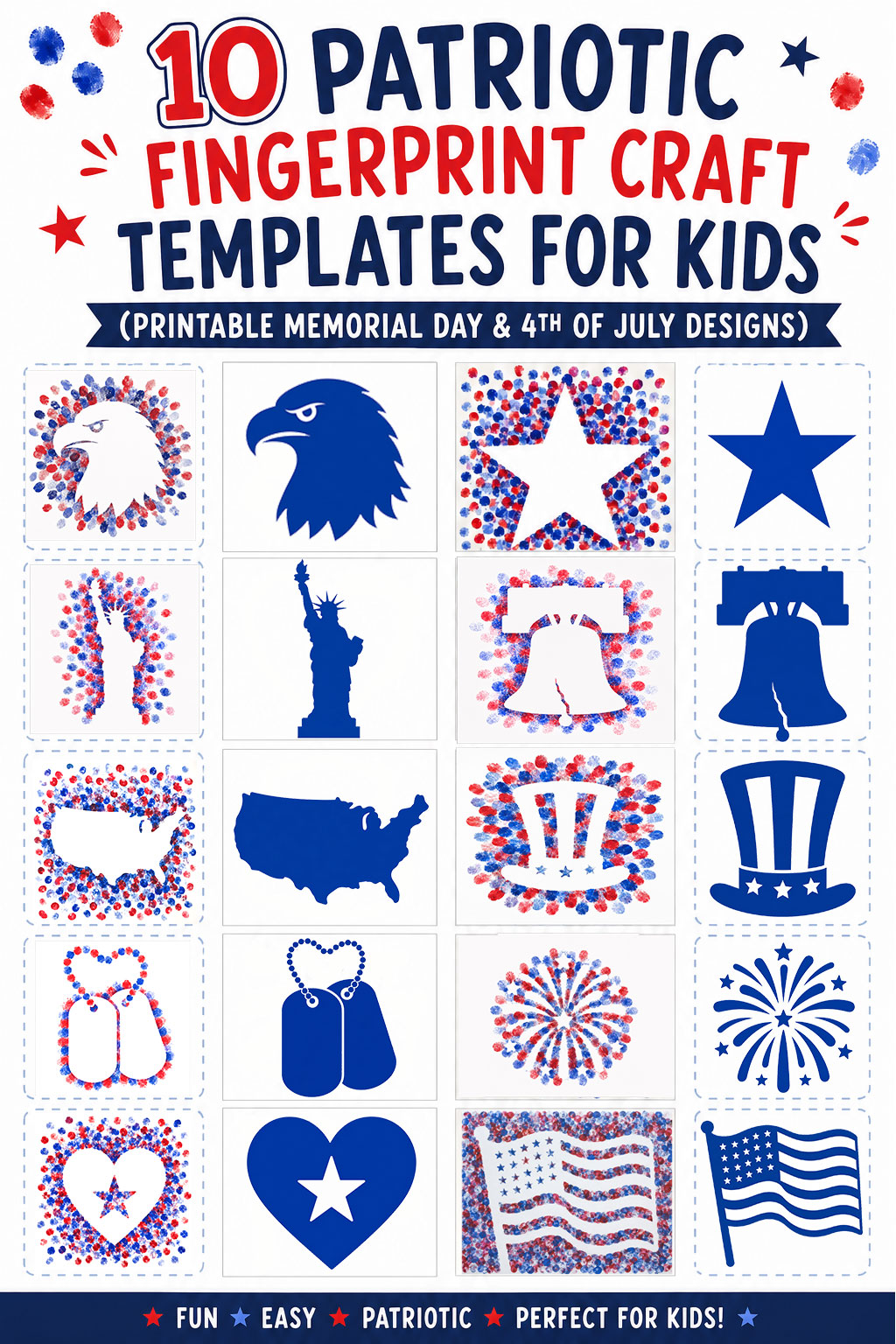 10 Patriotic Fingerprint Craft Templates for Kids