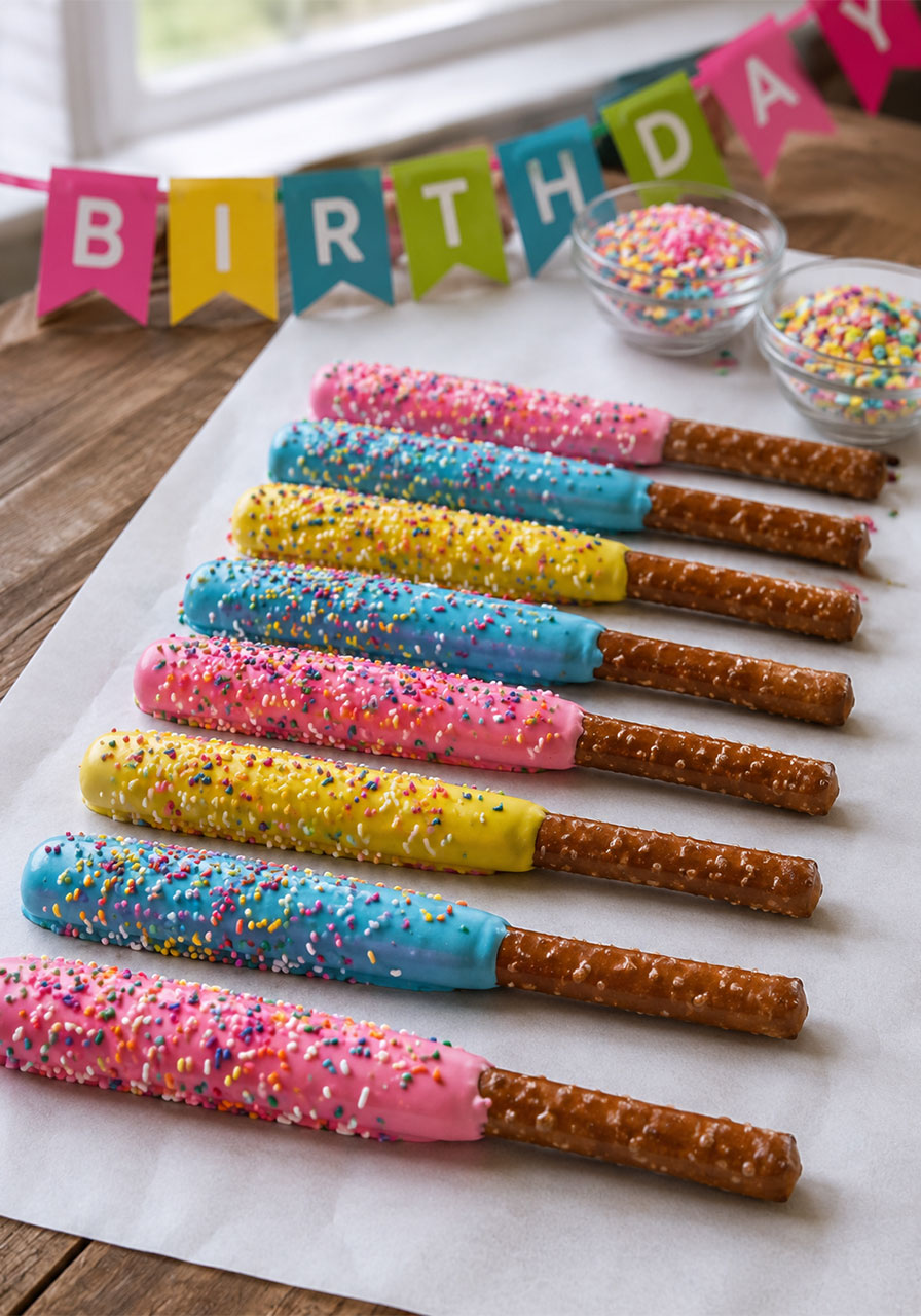 Chocolate pretzel dippers easy no-bake snack for birthday party