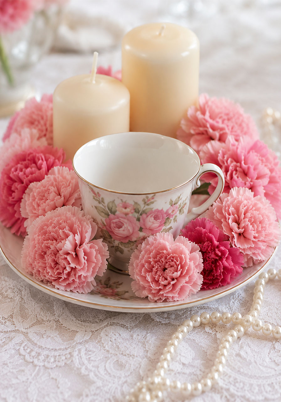 Vintage teacup candle holder centerpiece idea for a tea party table