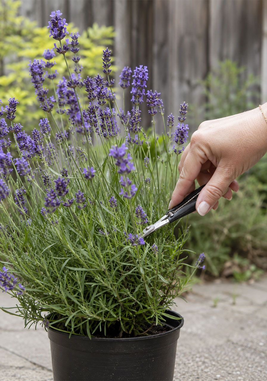 Harvesting fresh culinary lavender for homemade lavender tea lemonade