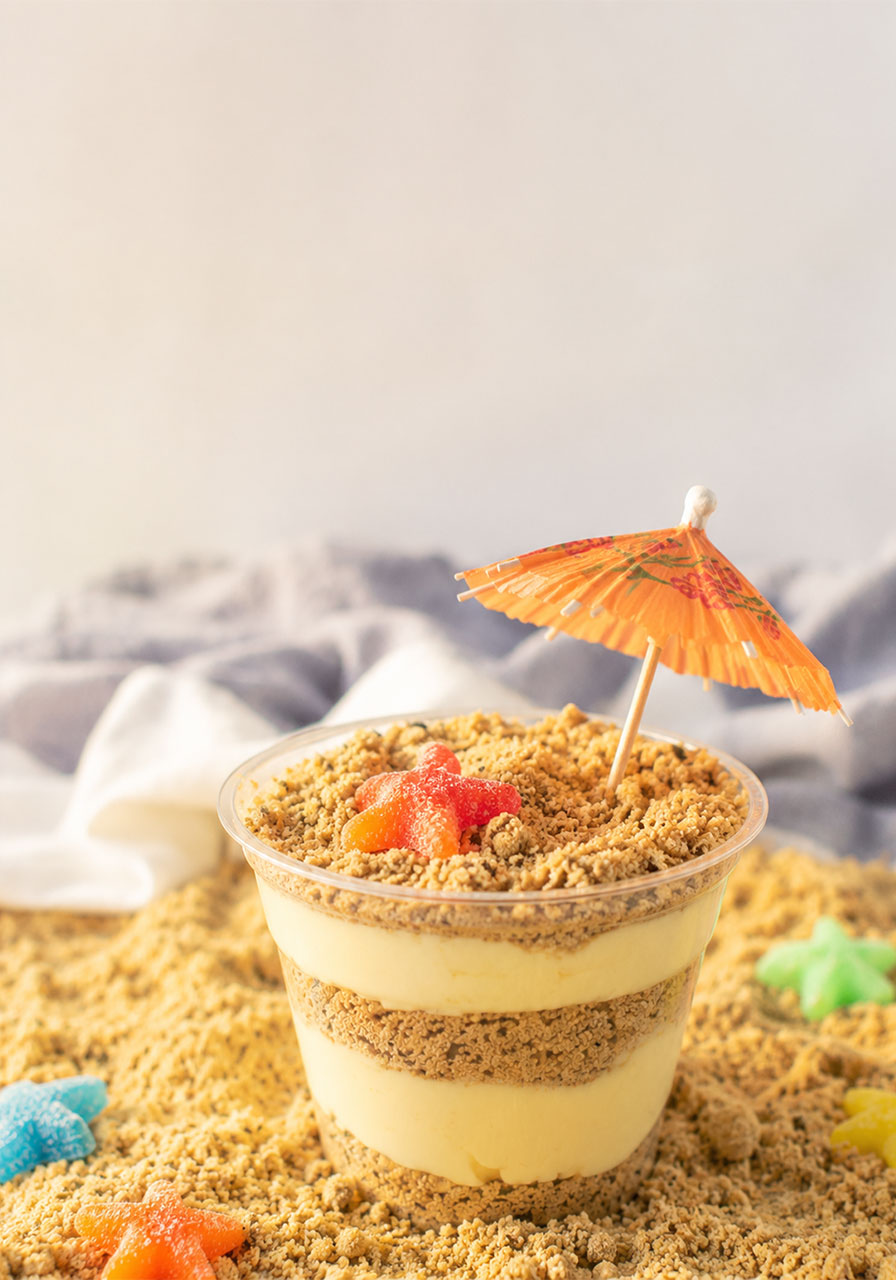 Pinterest pin image of Golden Oreo Sand Pudding, an easy no-bake summer dessert