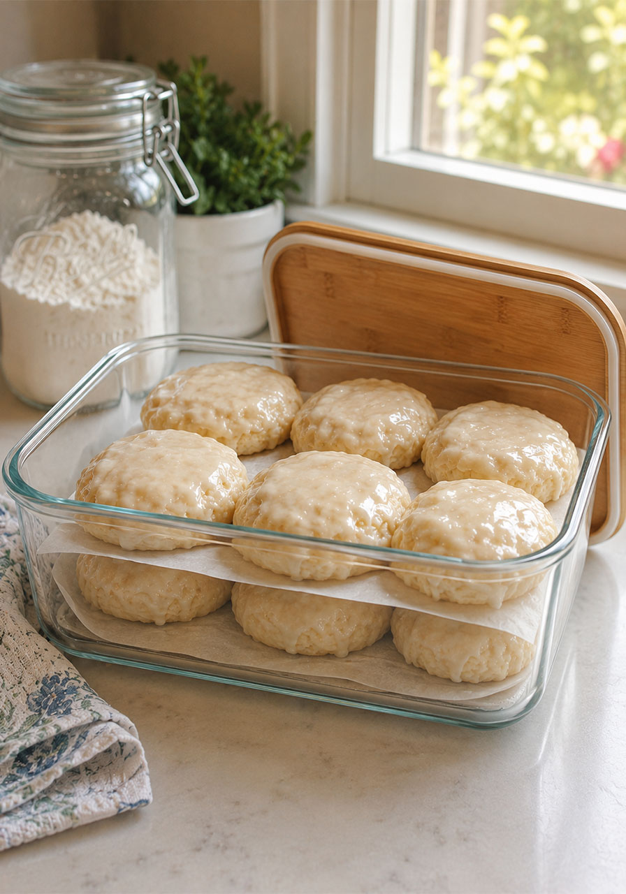 Southern tea cakes stored in an airtight container for freshness