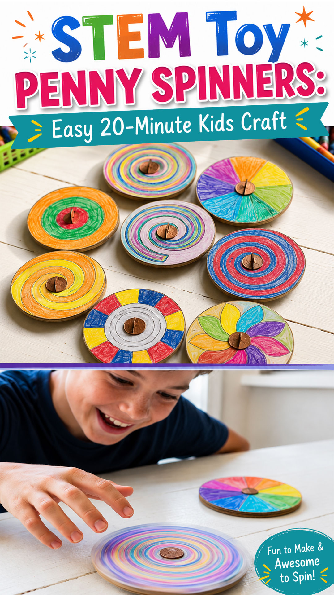 STEM Toy Penny Spinners: Easy 20-Minute Kids Craft