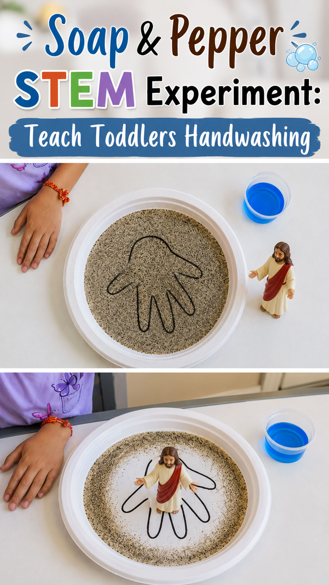 Soap & Pepper STEM Experiment: Teach Toddlers Handwashing