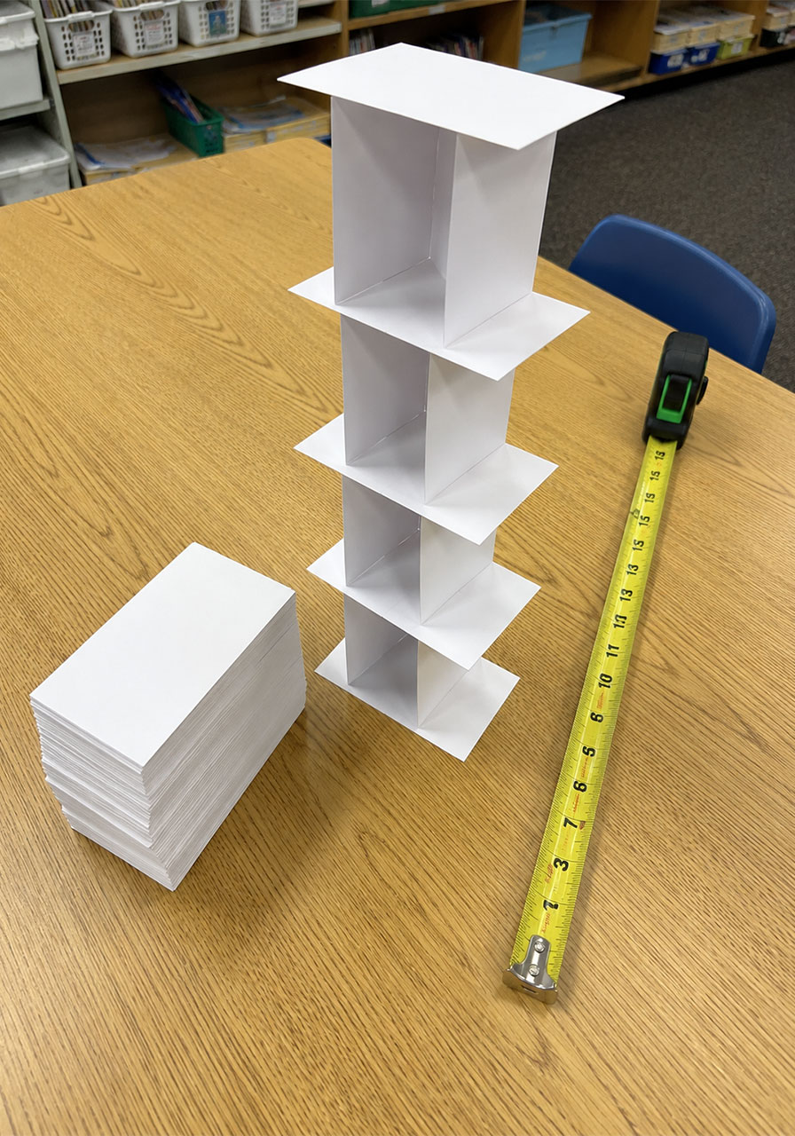 Easy-prep STEM challenge index card tower activity for elementary classrooms