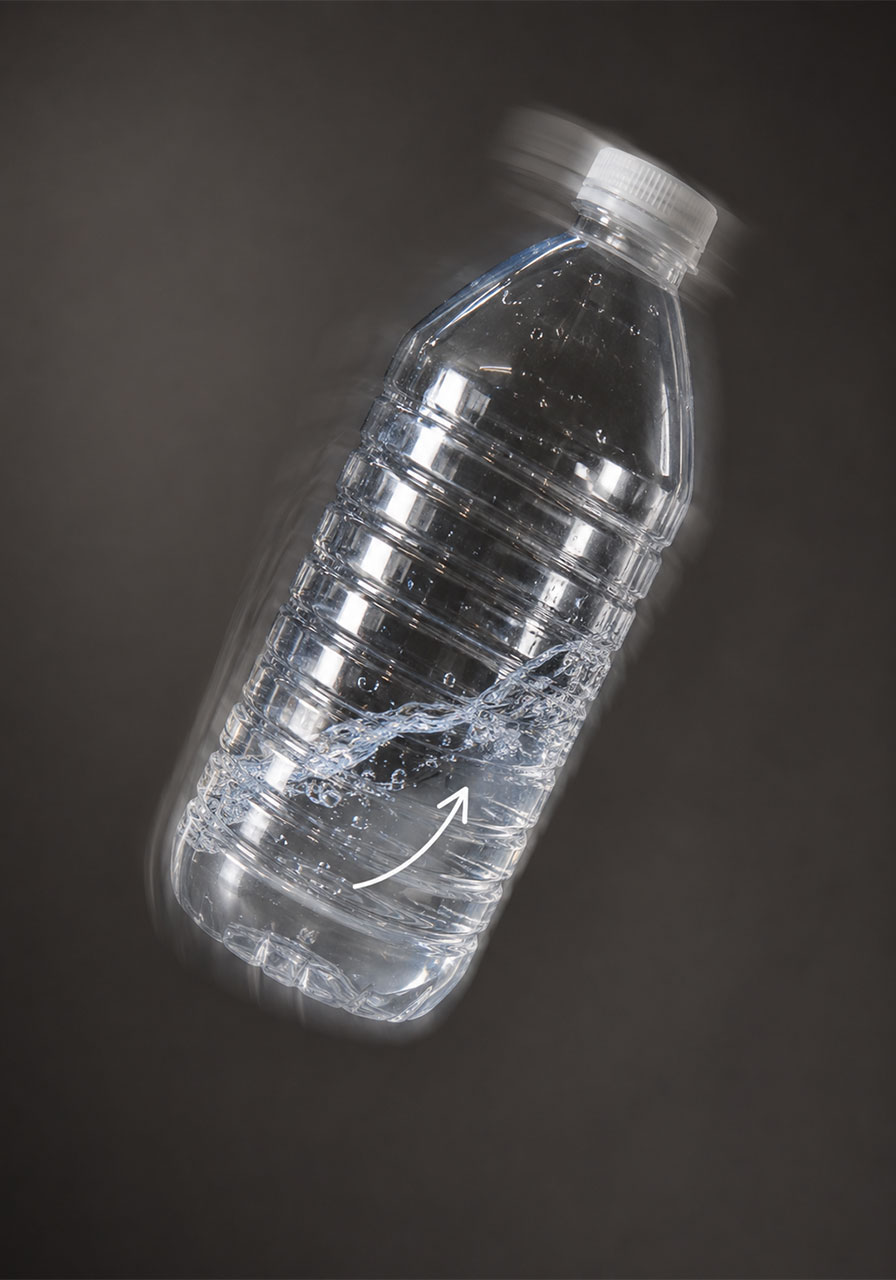 Physics of water sloshing during bottle flip STEM angular momentum demonstration
