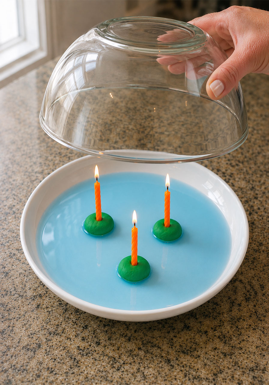 Multiple candles variation of the burning candle water experiment for STEM extensions