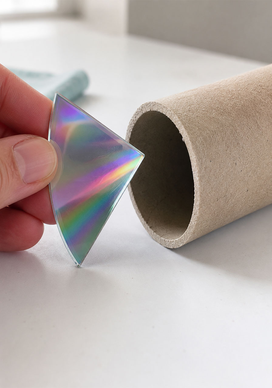 Sizing a CD wedge to fit inside a cardboard spectrometer tube