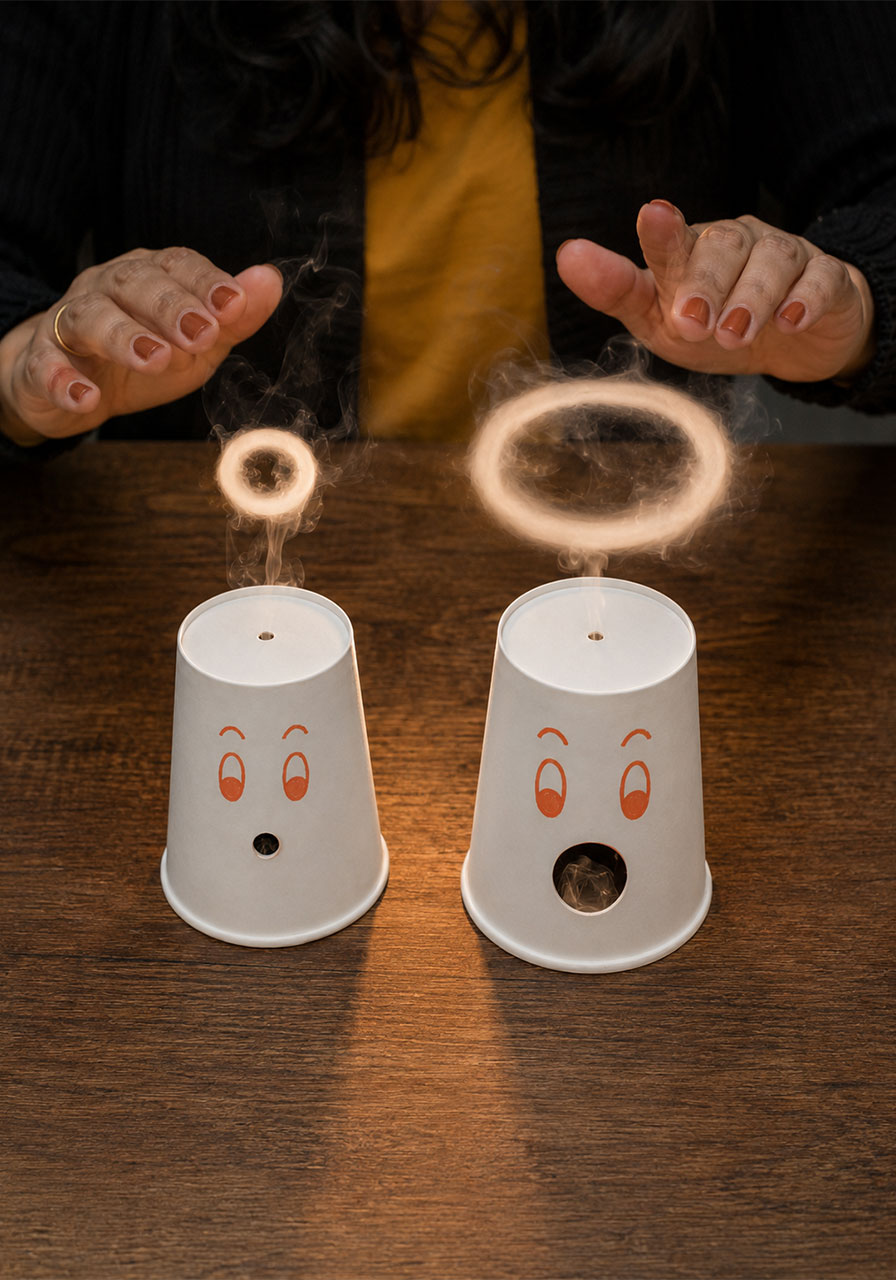 Comparing smoke ring sizes using different cup hole widths in this STEM variation