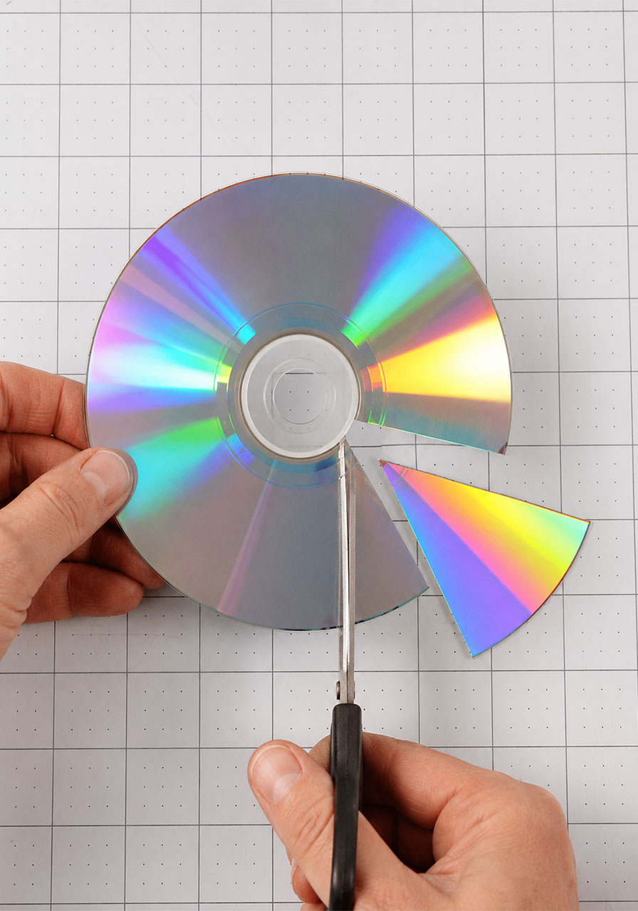 Cutting a CD into a wedge shape for a cardboard spectrometer reflector