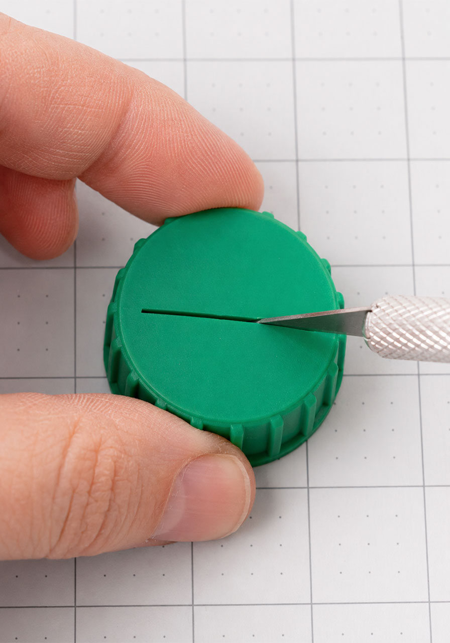 Cutting a narrow slit into the front cap of a DIY spectrometer