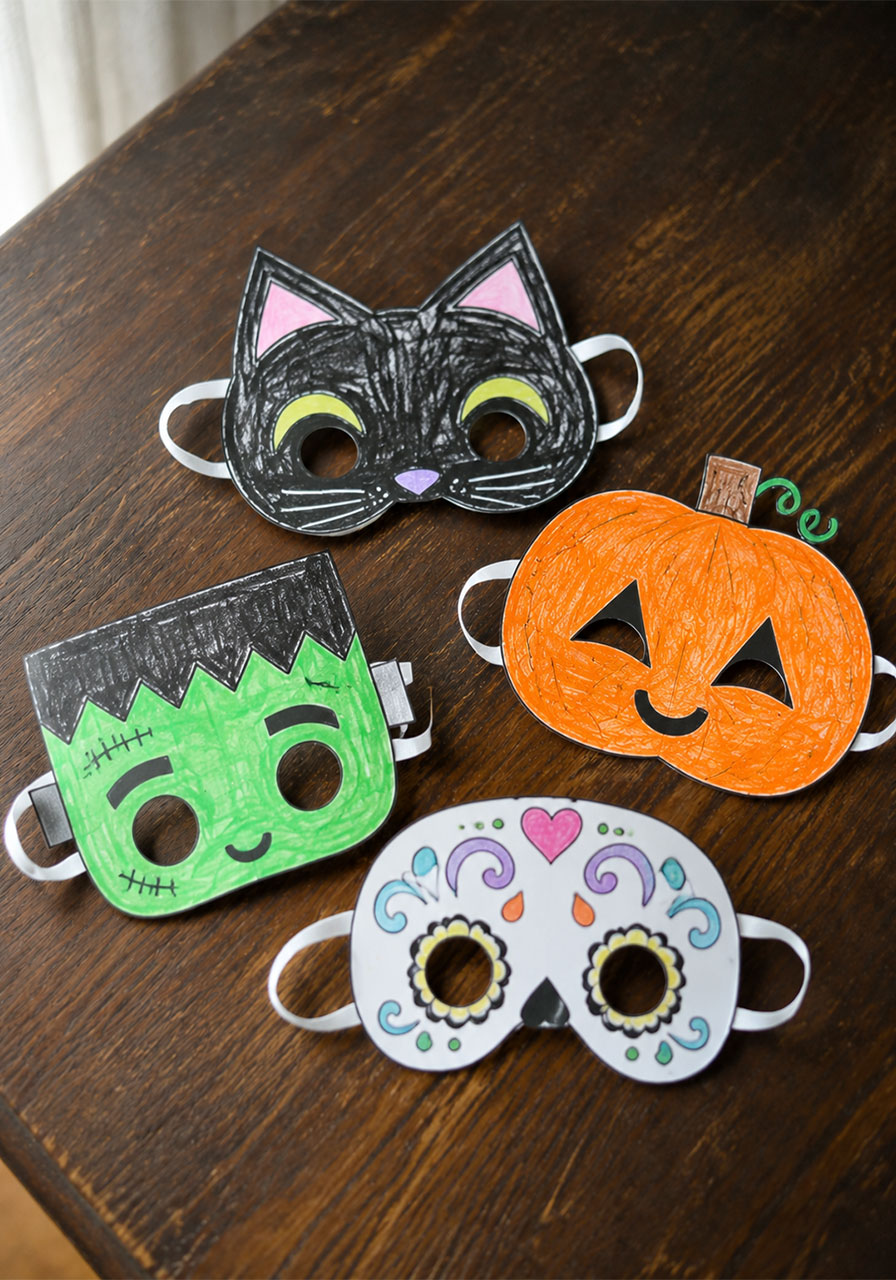 DIY Halloween Masks {Print + Color}: 4 Easy Kid Crafts