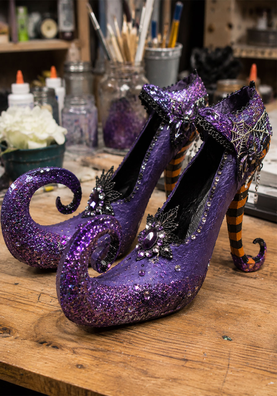 DIY witch curled toe heels Halloween costume craft tutorial