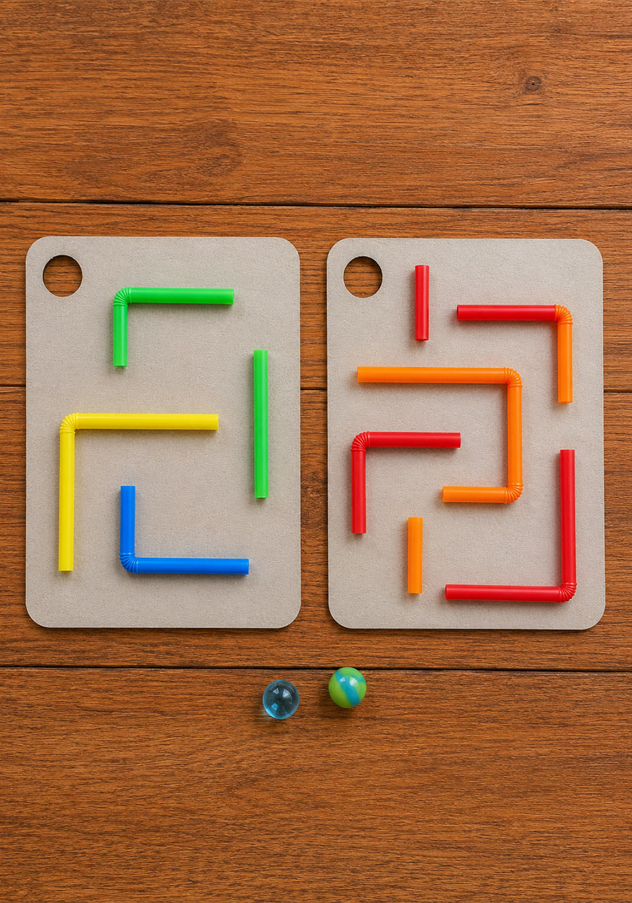 Double-sided cardboard straw maze variation for extra STEM challenge
