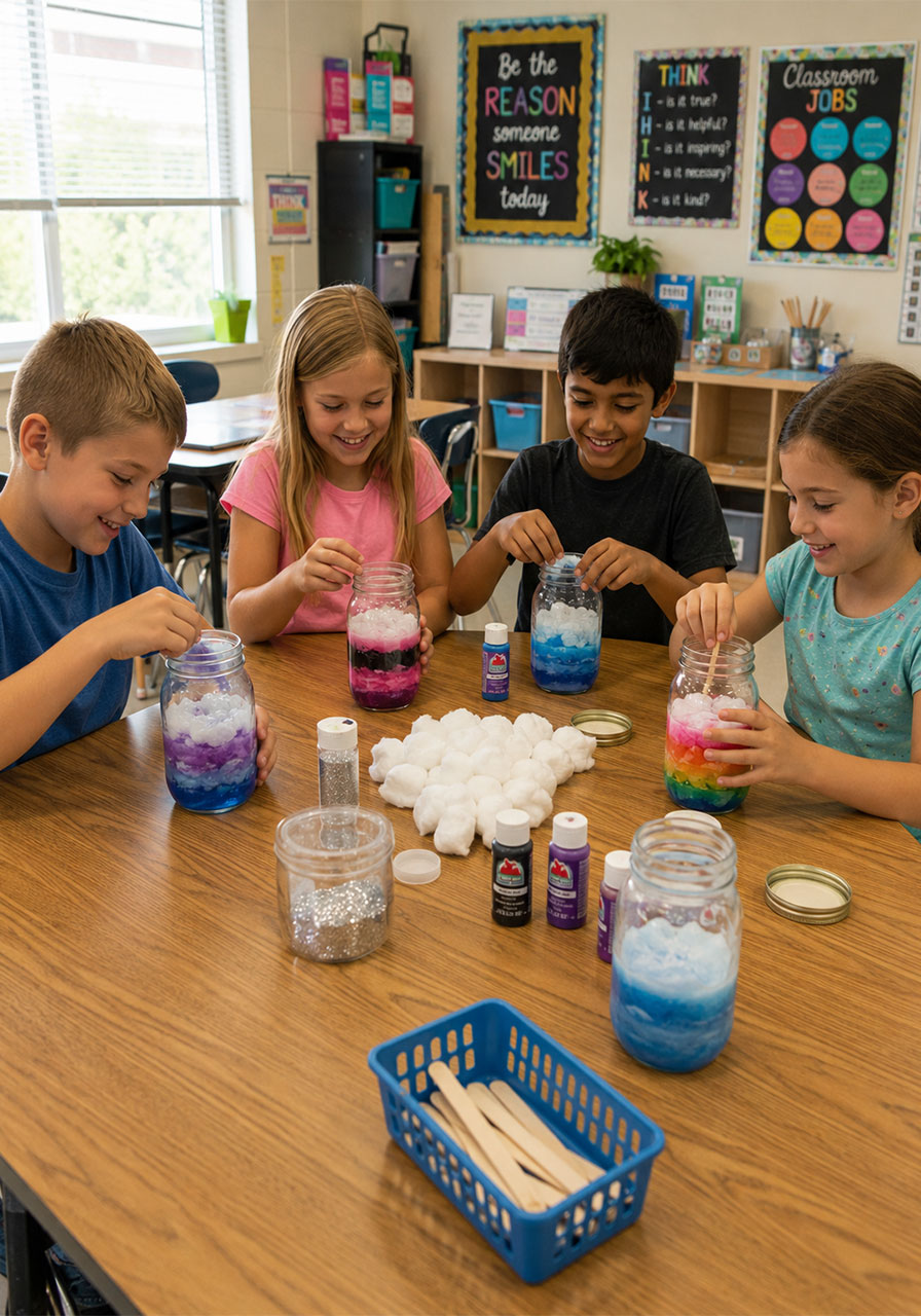 Teachers using galaxy jar STEM activity in classroom science lesson