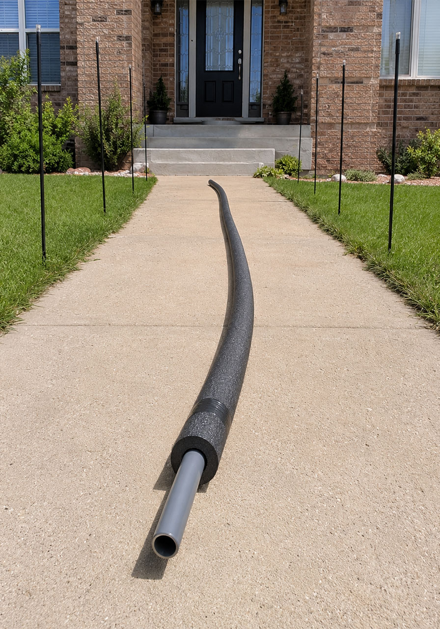 Threading PEX pipe through a pool noodle to build a Halloween archway frame