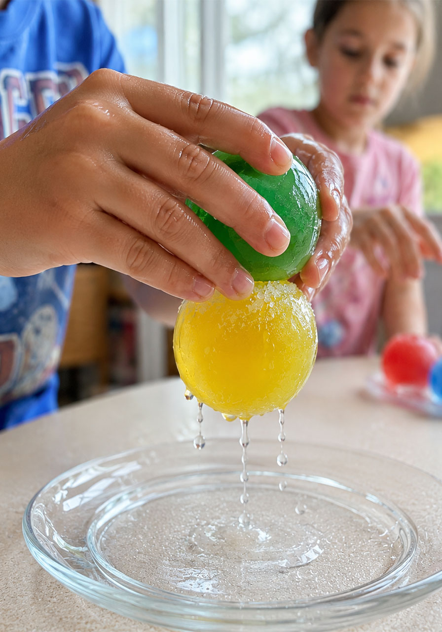 Pressing two ice cubes together with salt so they freeze and stick as one solid piece