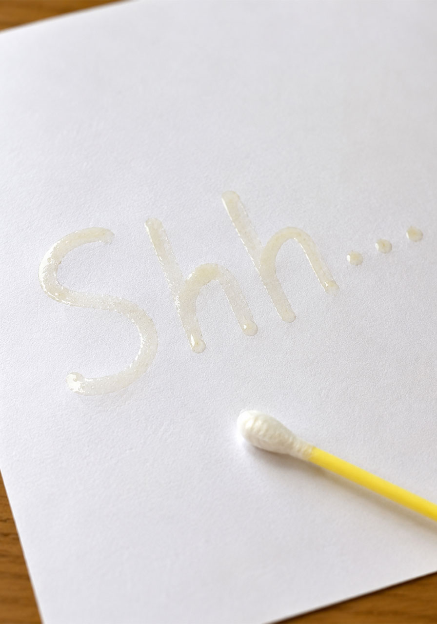 Lemon juice message drying and turning invisible on white paper