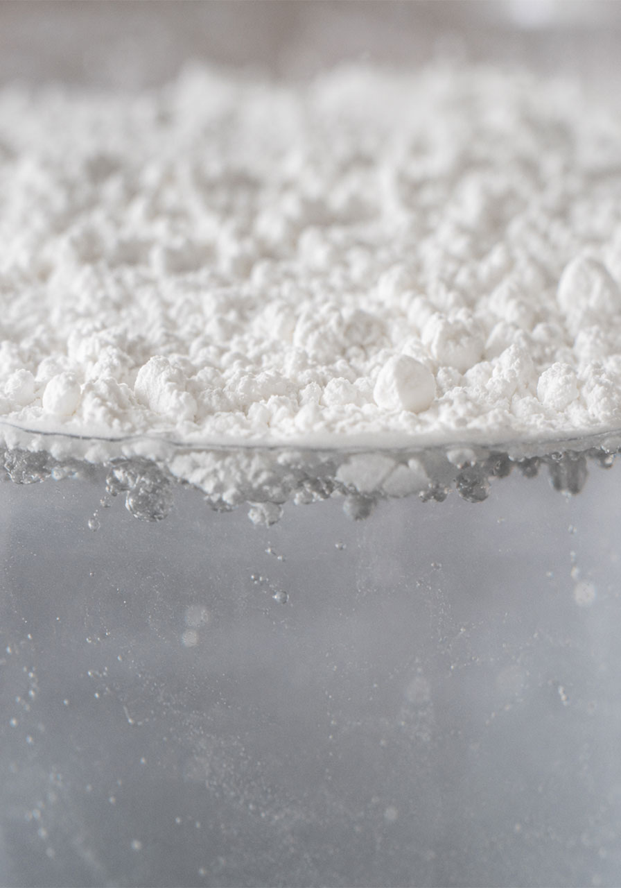 Close-up of the hydrophobic powder barrier that keeps skin dry during the Magic Powder Shield experiment