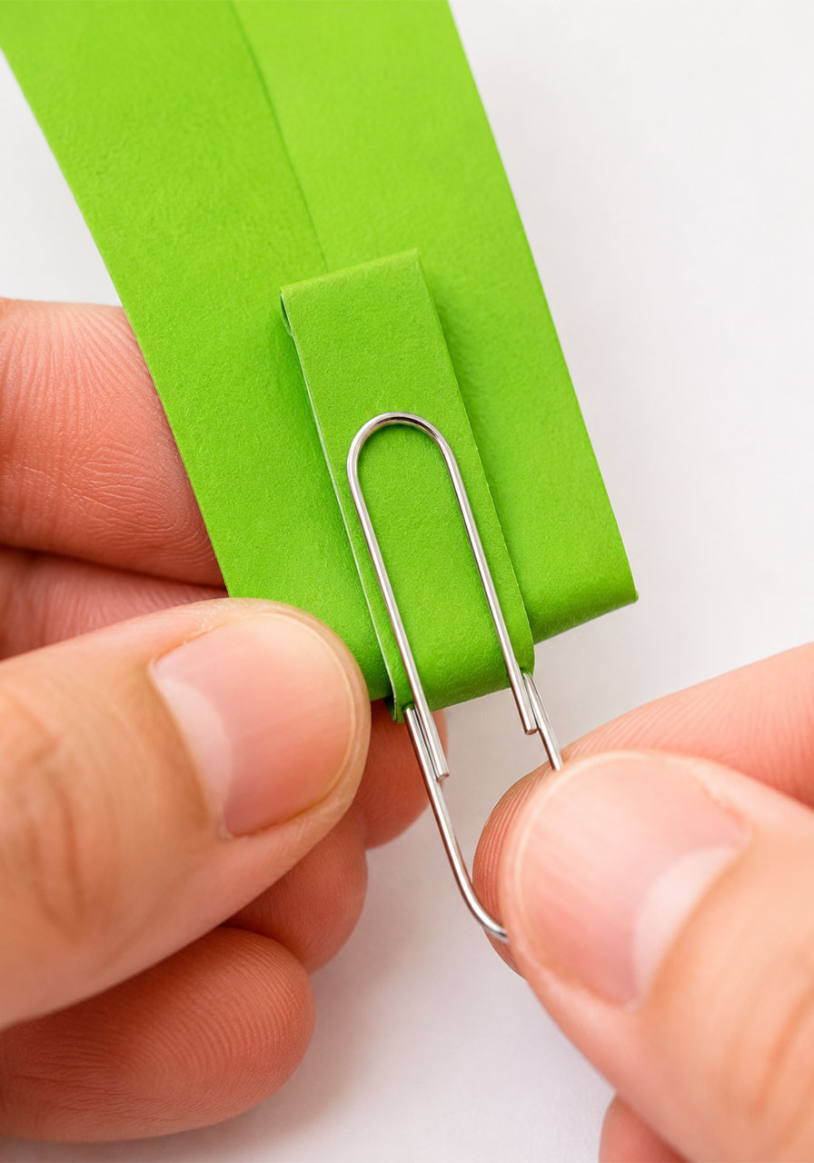 Attaching a paper clip to weigh down the paper helicopter stem for stable flight
