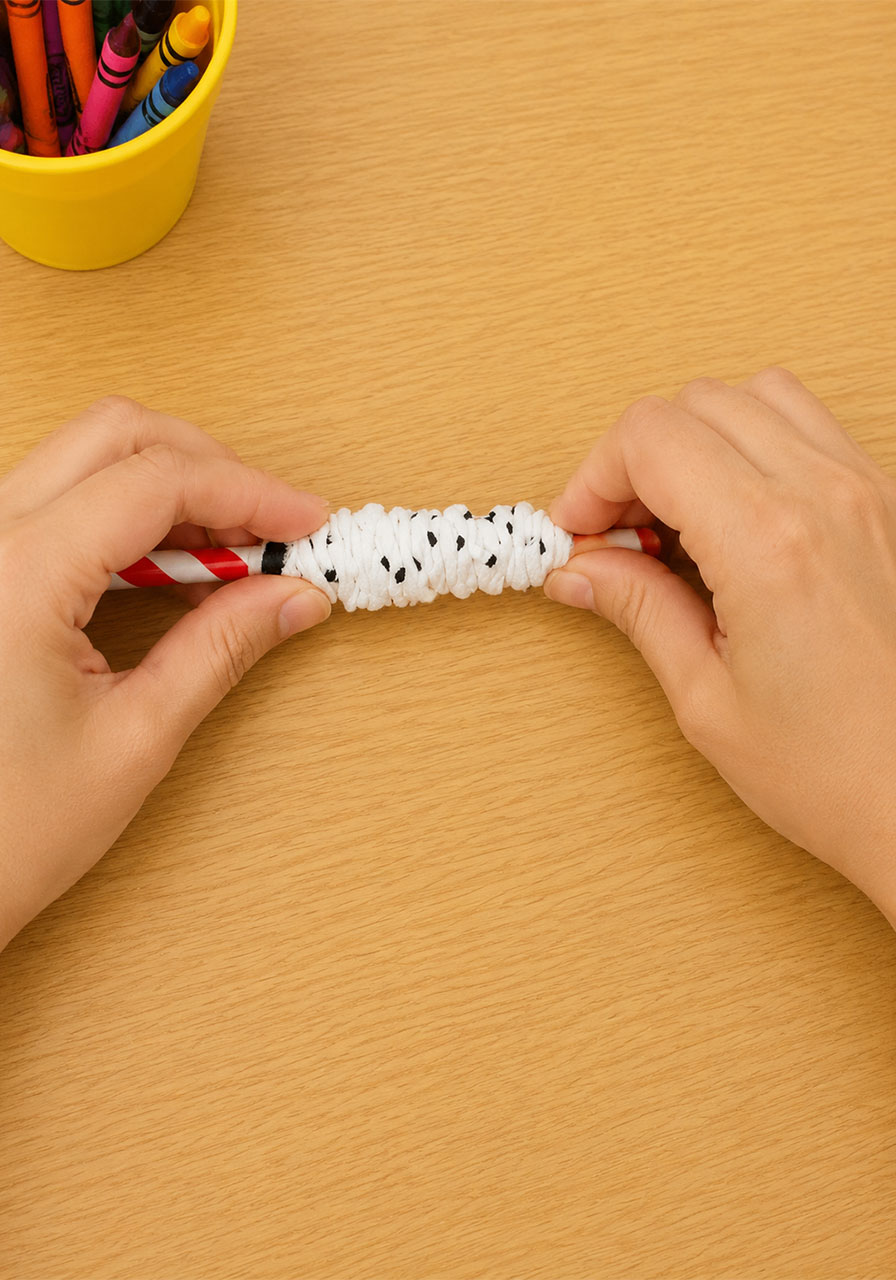 Scrunching the paper tube into a compact worm shape before adding water