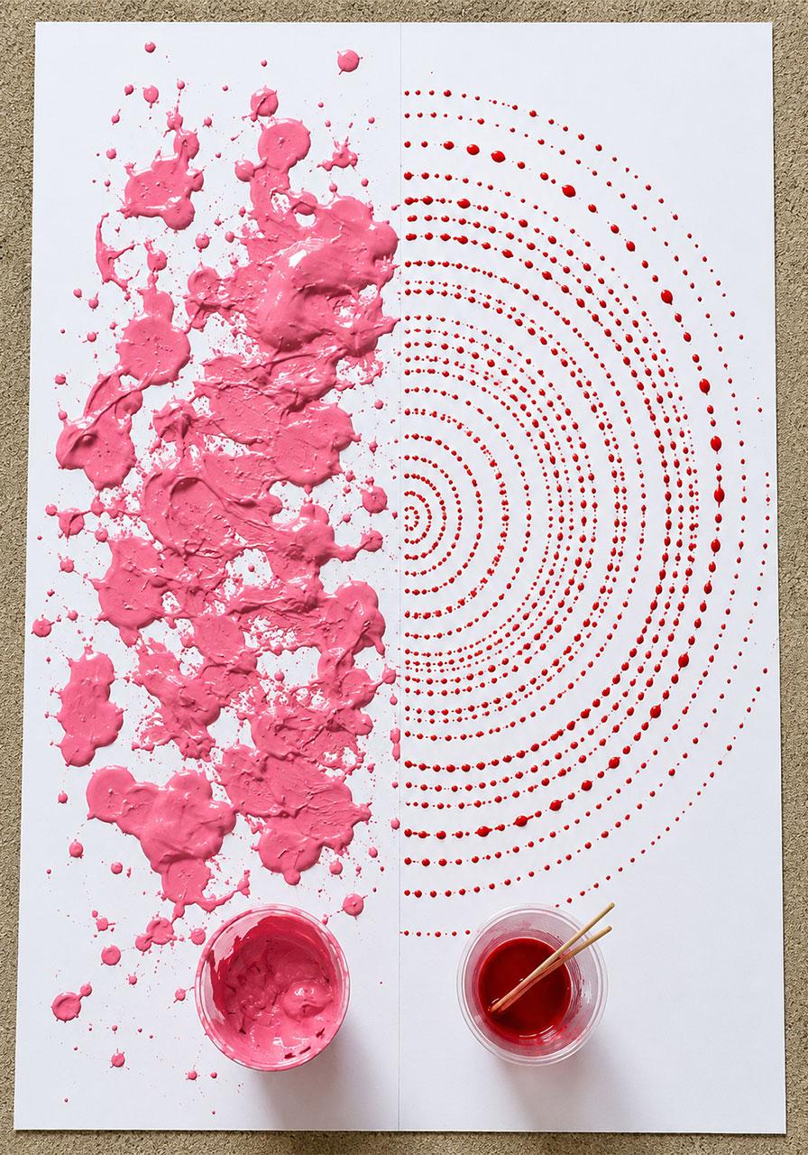 Comparison of thick versus thin paint consistency for pendulum painting results