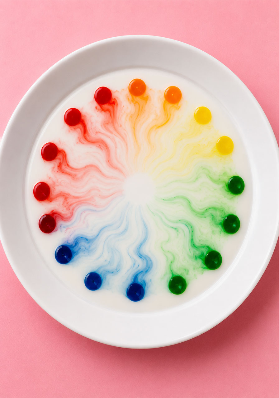 Rainbow ring variation of the magical color explosion STEM experiment for kids