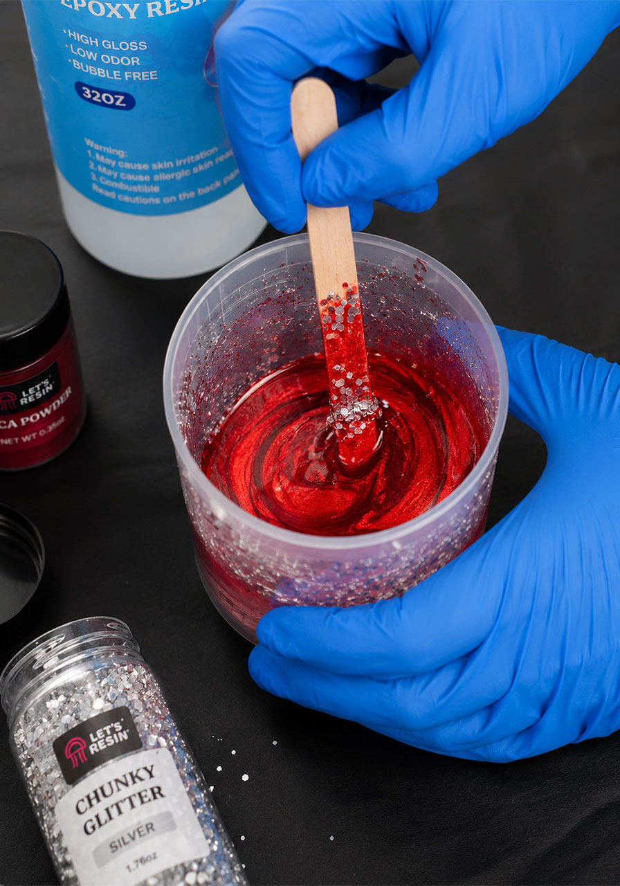 Mixing mica powder into resin to color DIY Halloween ghost craft