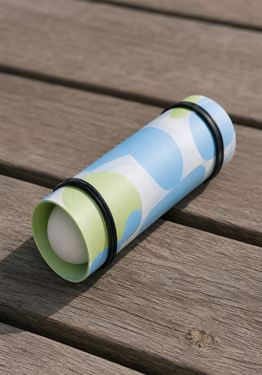 Simple rolled paper tube contraption secured with rubber bands for the egg drop challenge