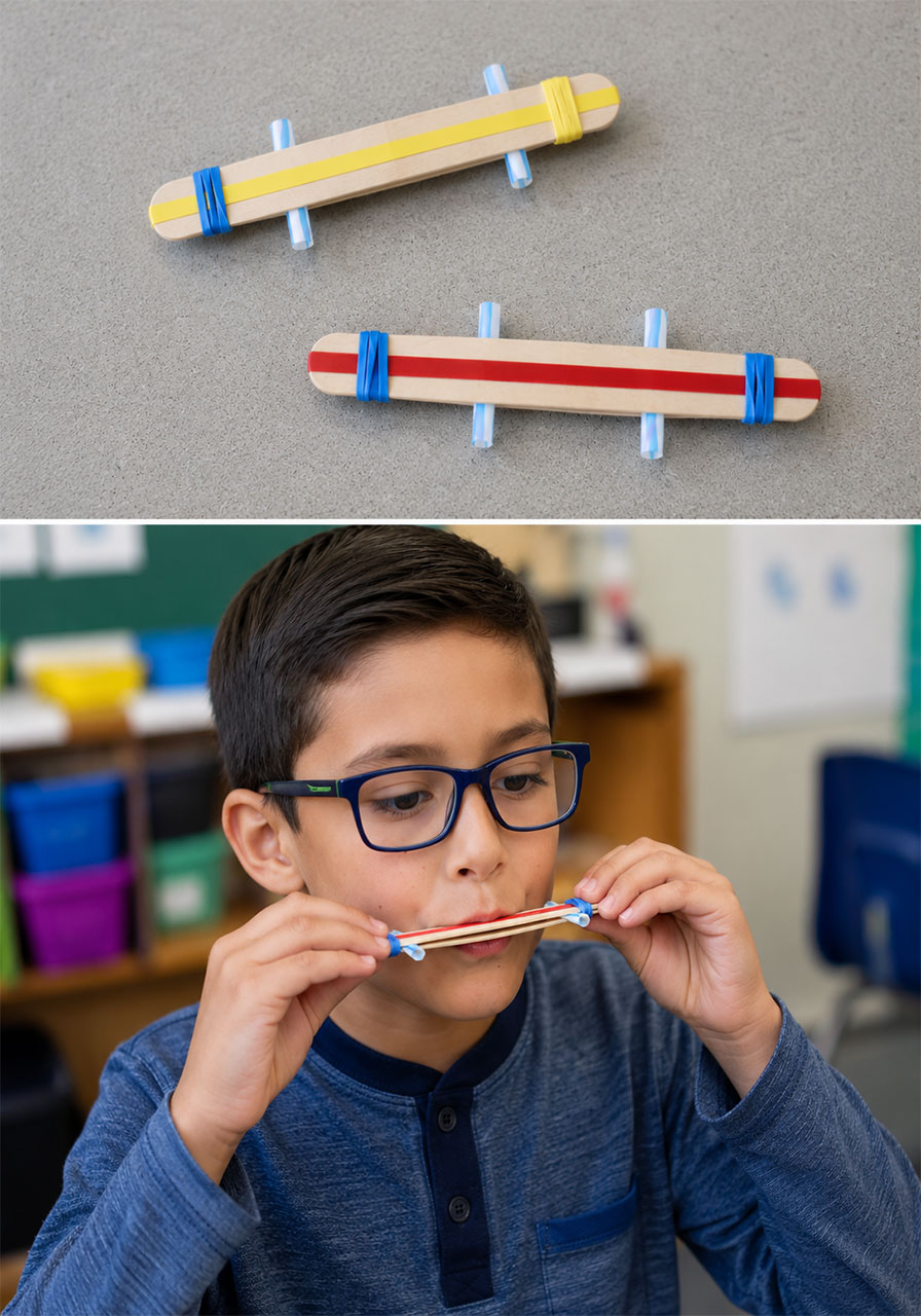 Sound Science for Kids: How to make a craft stick harmonica STEM activity
