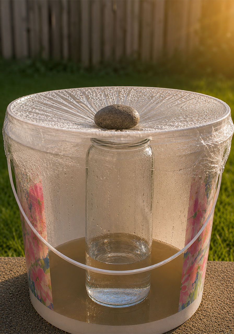 Clean purified water collected in a jar after completing a solar still STEM activity